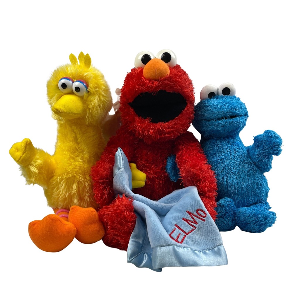 Gund Sesame Street Peek A Boo Animated Talking Elmo Cookie Monster Big Bird Y2K